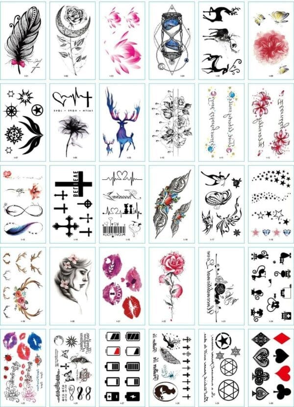 assorted temporary 30 pack e tattoos