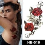 Red Roses 2 Pack Temporary Tattoos