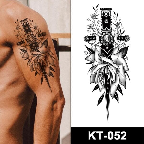 KT-052 Buy FLORAL SWORD Tattoos Online in Australia at Best Price - Quick Tattz