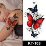 Red Purple Butterfly Temporary Tattoos