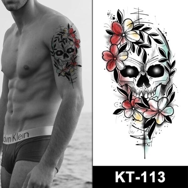 Floral Skull temporary tattoos Floral Skull temporary tattoos