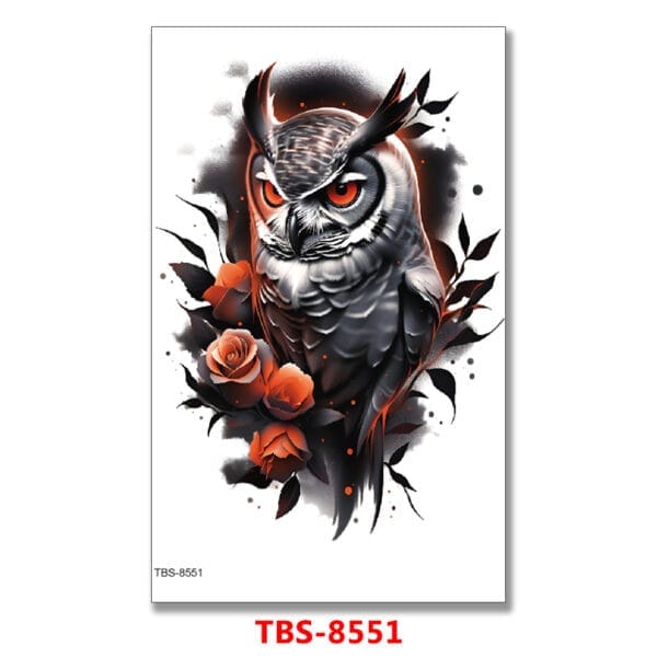 Buy Orange Black Owl Tattoo Buy Orange Black Owl Tattoo