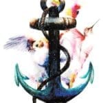 Watercolor anchor temporary tattoo