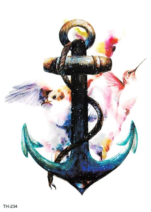 Watercolor anchor temporary tattoo Watercolor anchor temporary tattoo