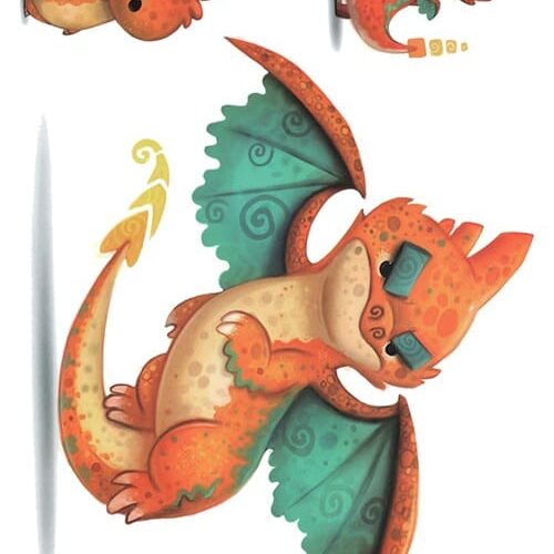 Buy Orange Dinosaurs Temporary Tattoos Online