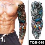 tiger and floral sleeve temporary tattoo