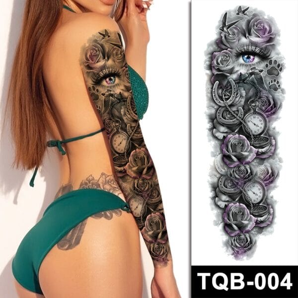 Eye and Purple Roses Temporary Tattoos Eye and Purple Roses Temporary Tattoos
