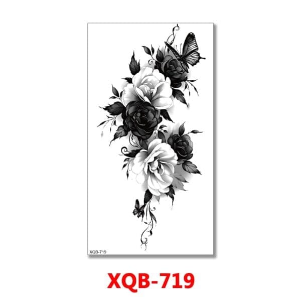 Black & White Flowers Temporary Tattoos Black & White Flowers Temporary Tattoos
