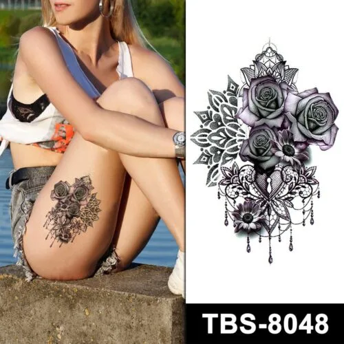 purple roses temporary tattoos