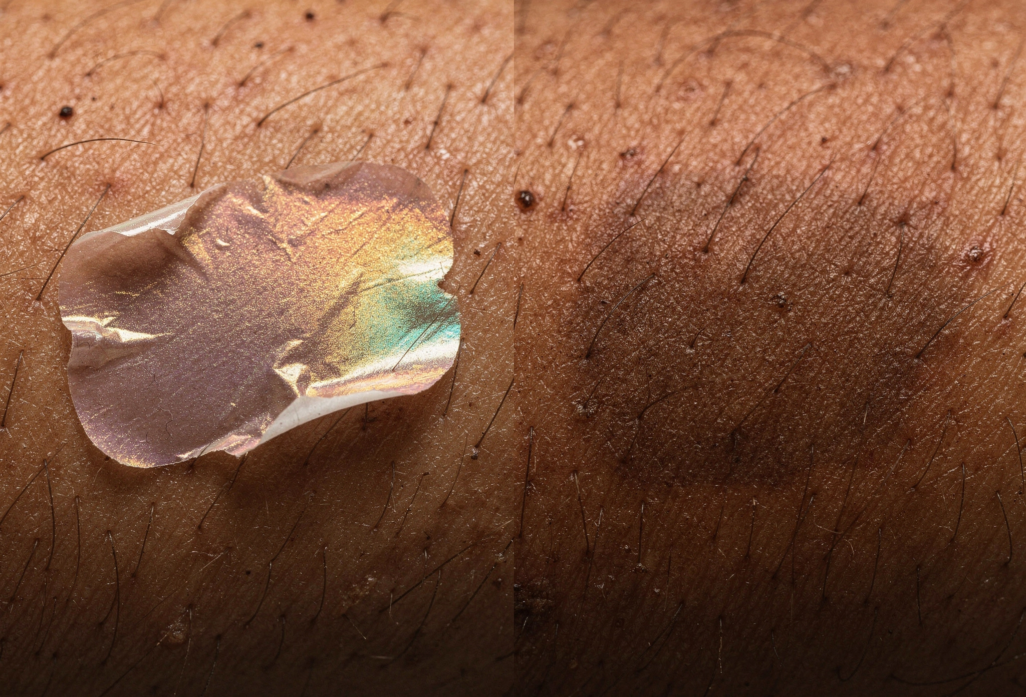 Shiny-peeling-temporary-tattoo-sticker-macro-vs-seamless-semi-permanent-stain
