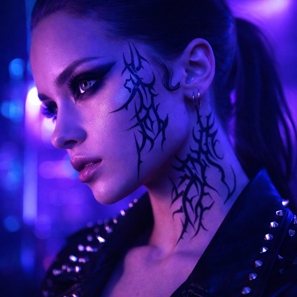 Cyber-sigilism-tattoo-trend-on-face-and-neck-2026