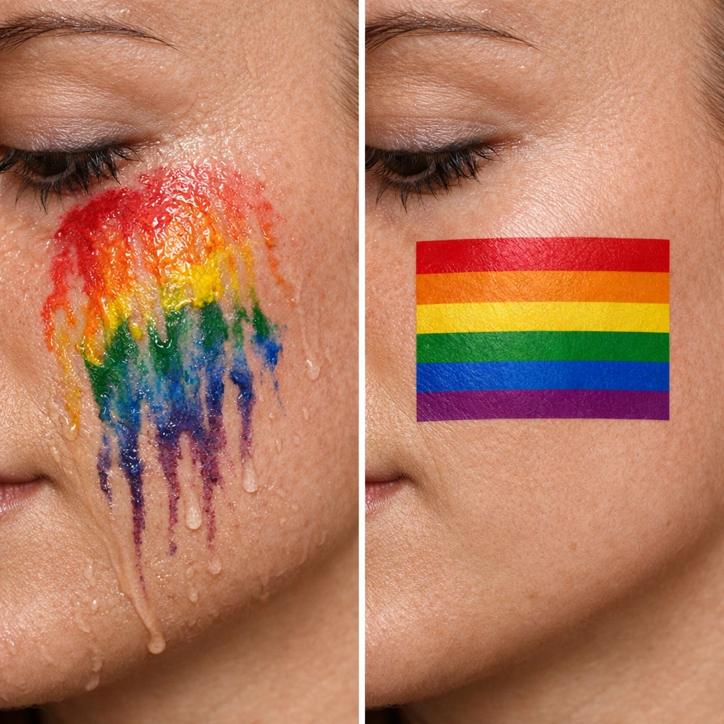 Rainbow Face Paint Melting vs Sweatproof Pride Tattoo