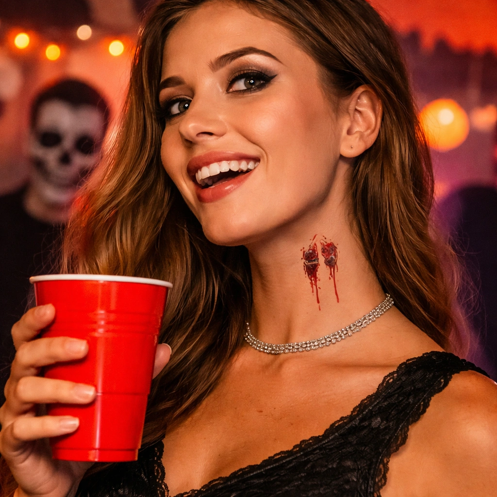 Realistic Vampire Bite Temporary Tattoo Halloween Party